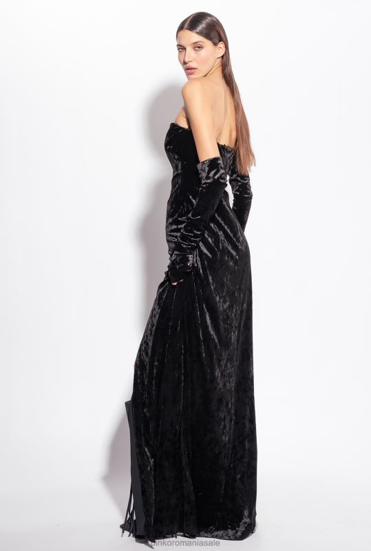 rochii lungi | rochie de catifea fără umeri Pinko limuzina neagră B0D08198