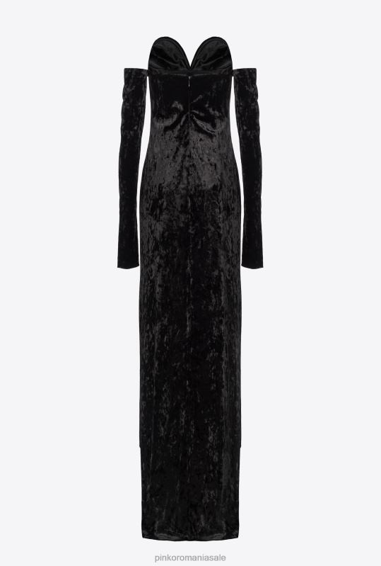 rochii lungi | rochie de catifea fără umeri Pinko limuzina neagră B0D08198