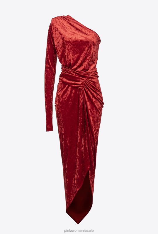 rochii lungi | rochie de catifea zdrobită cu un singur umăr Pinko rio roșu B0D08199
