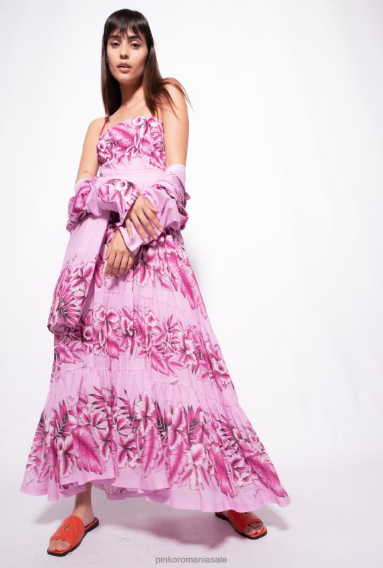 rochii lungi | rochie de muselina cu imprimeu tropical Pinko ploaie de seară B0D0844