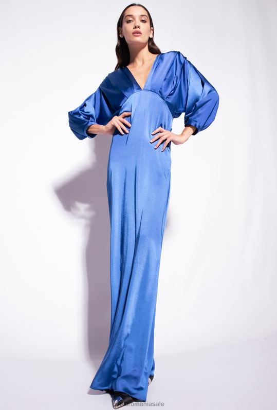 rochii lungi | rochie din satin cu fundita Pinko albastru B0D08111