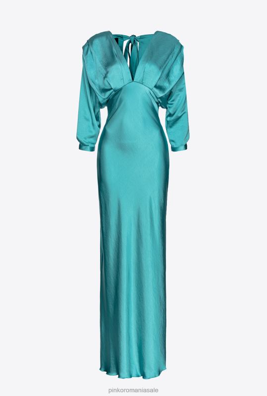 rochii lungi | rochie din satin cu fundita Pinko albastru B0D08169