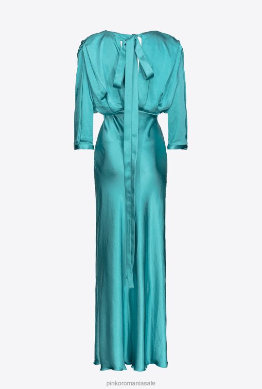 rochii lungi | rochie din satin cu fundita Pinko albastru B0D08169