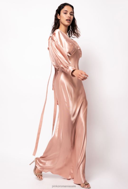 rochii lungi | rochie din satin cu fundita Pinko cameo roz B0D08110