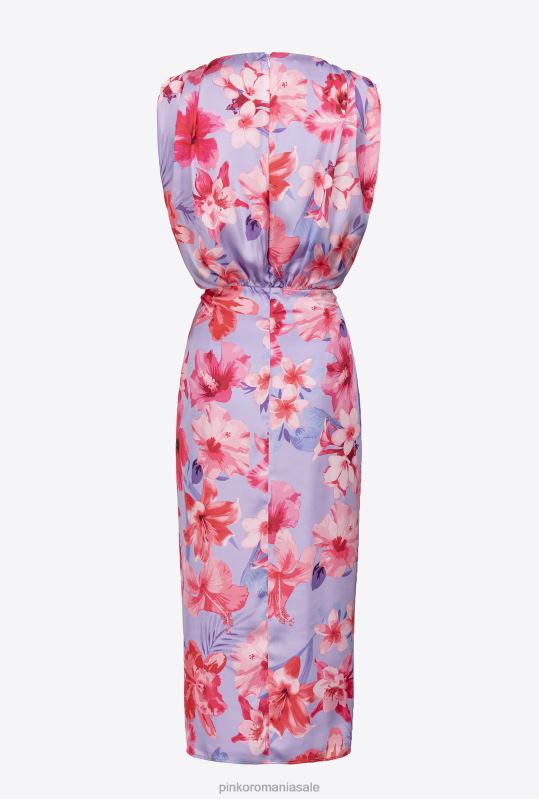 rochii lungi | rochie din satin cu imprimeu floral Pinko liliac/roz deschis/fucsia B0D0899