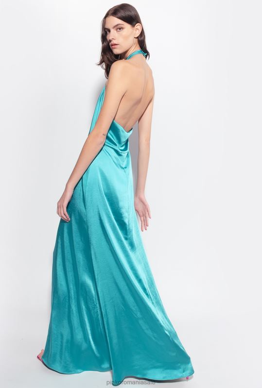 rochii lungi | rochie din satin cu spatele deschis Pinko albastru B0D0851