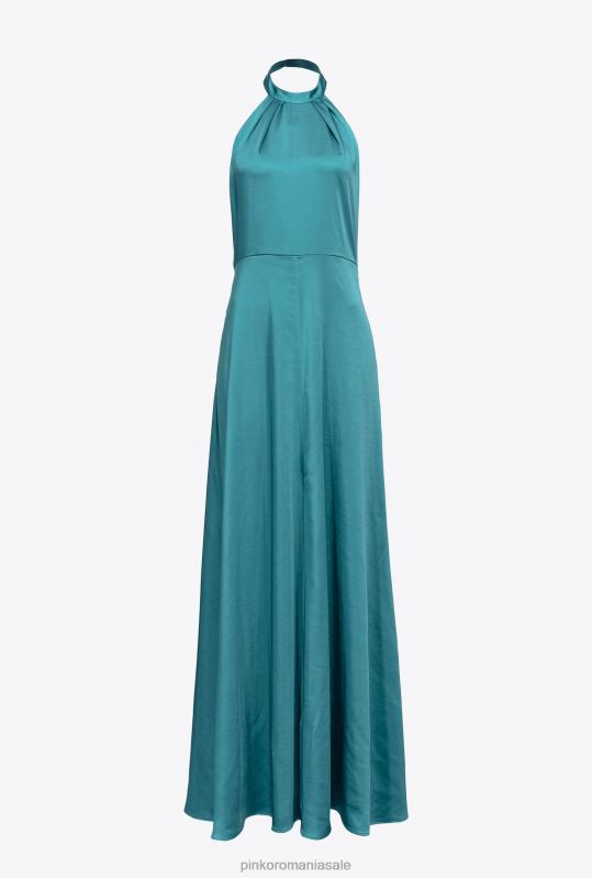 rochii lungi | rochie din satin cu spatele deschis Pinko albastru B0D0851