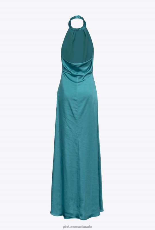 rochii lungi | rochie din satin cu spatele deschis Pinko albastru B0D0851