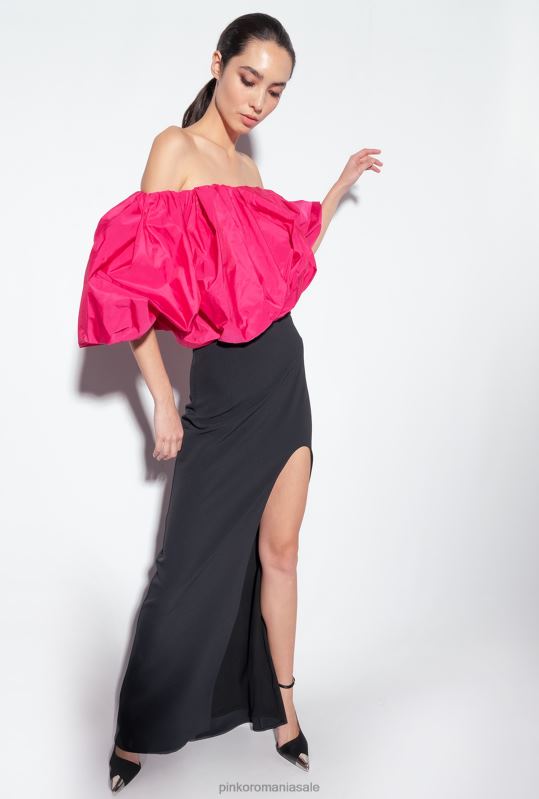 rochii lungi | rochie din tafta galeria Pinko negru/fucsia B0D08212