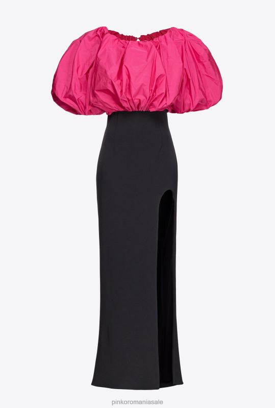 rochii lungi | rochie din tafta galeria Pinko negru/fucsia B0D08212