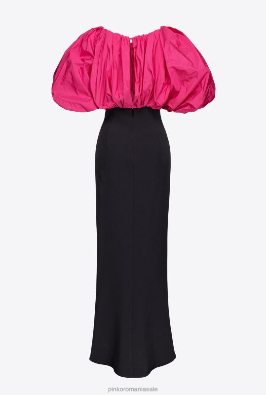 rochii lungi | rochie din tafta galeria Pinko negru/fucsia B0D08212