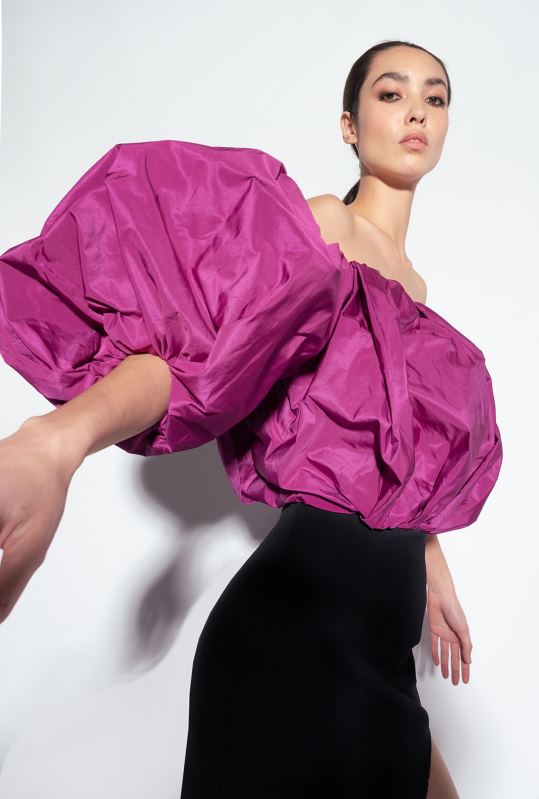 rochii lungi | rochie din tafta galeria Pinko negru/violet B0D08213