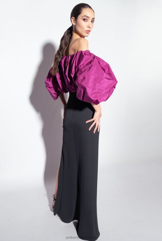 rochii lungi | rochie din tafta galeria Pinko negru/violet B0D08213