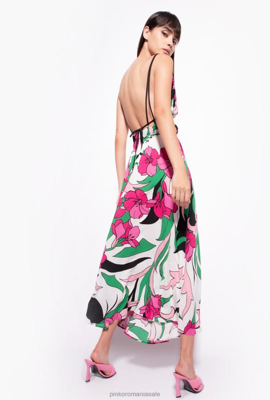 rochii lungi | rochie fluidă cu imprimeu floral Pinko multi negru/fucsia B0D0842