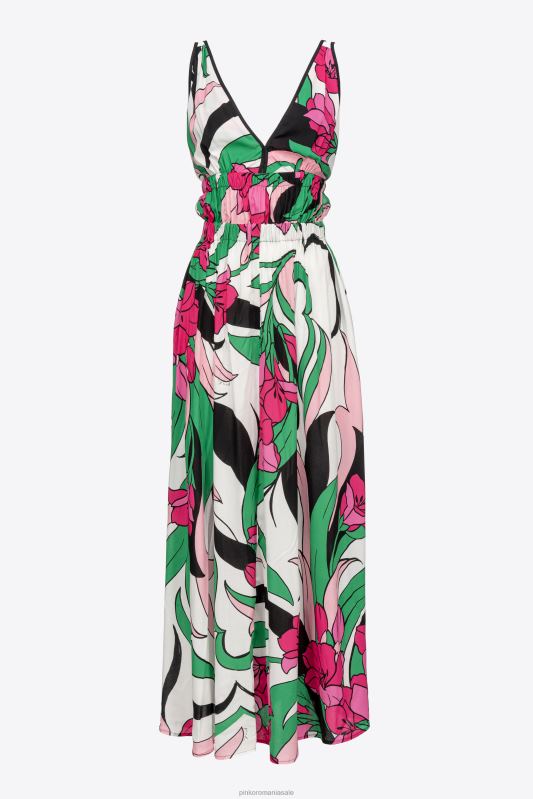 rochii lungi | rochie fluidă cu imprimeu floral Pinko multi negru/fucsia B0D0842