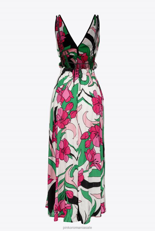 rochii lungi | rochie fluidă cu imprimeu floral Pinko multi negru/fucsia B0D0842