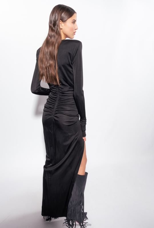 rochii lungi | rochie lucioasă cu un singur umăr Pinko limuzina neagră B0D08166