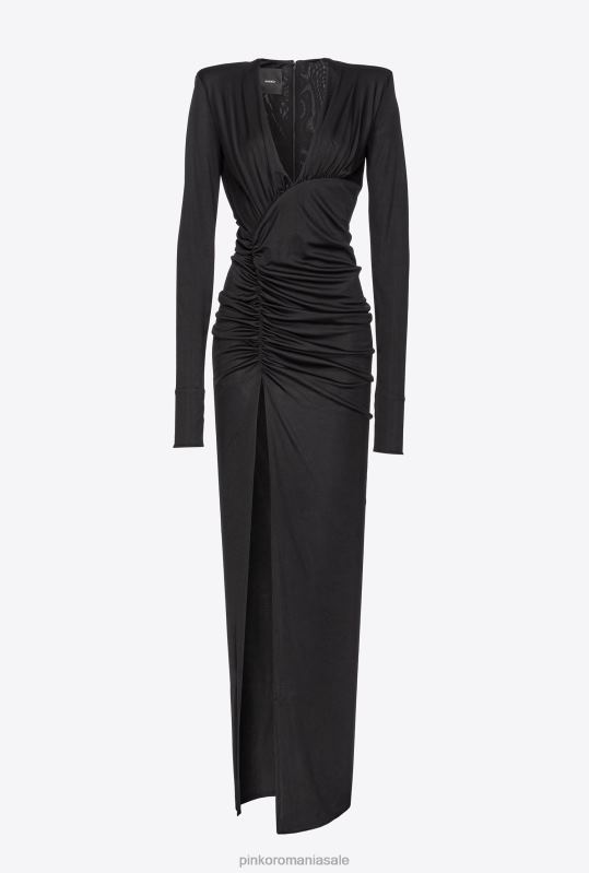 rochii lungi | rochie lucioasă cu un singur umăr Pinko limuzina neagră B0D08166