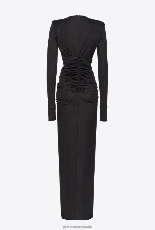 rochii lungi | rochie lucioasă cu un singur umăr Pinko limuzina neagră B0D08166