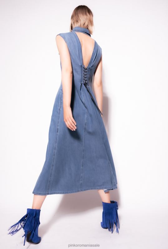 rochii lungi | rochie lungă din denim fluidă Pinko spălare mijlocie închisă B0D0854