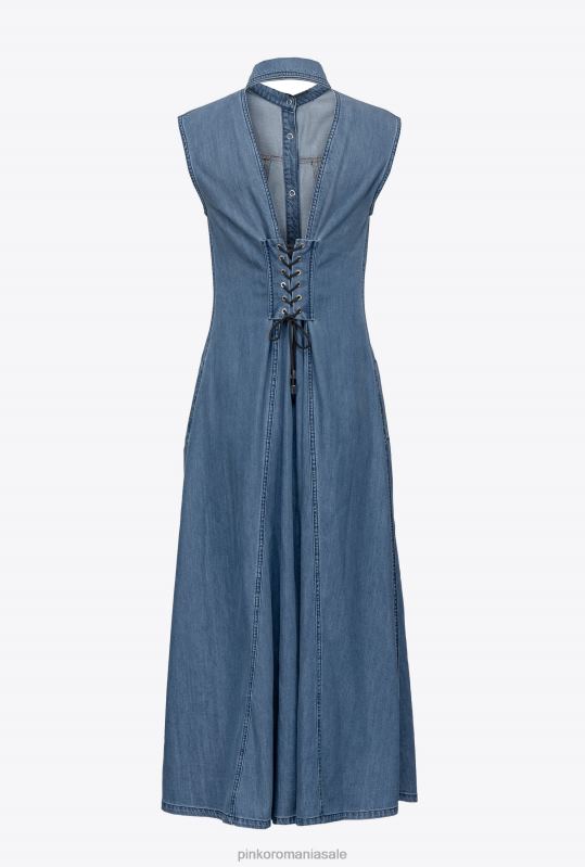 rochii lungi | rochie lungă din denim fluidă Pinko spălare mijlocie închisă B0D0854