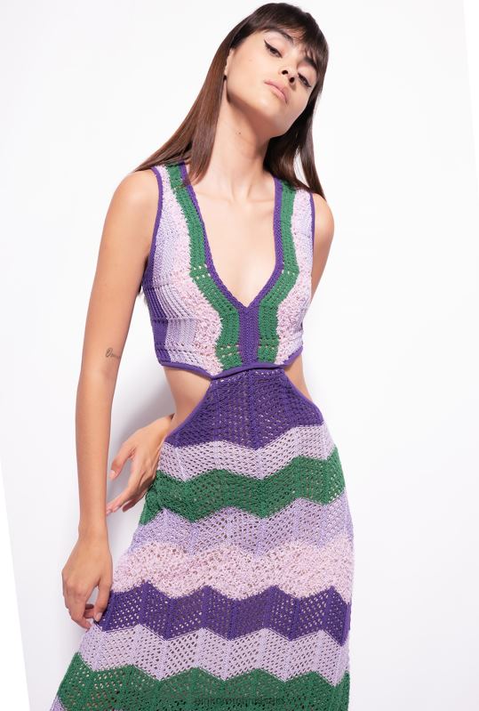 rochii lungi | rochie lunga crosetata Pinko mult. verde/liliac B0D08128