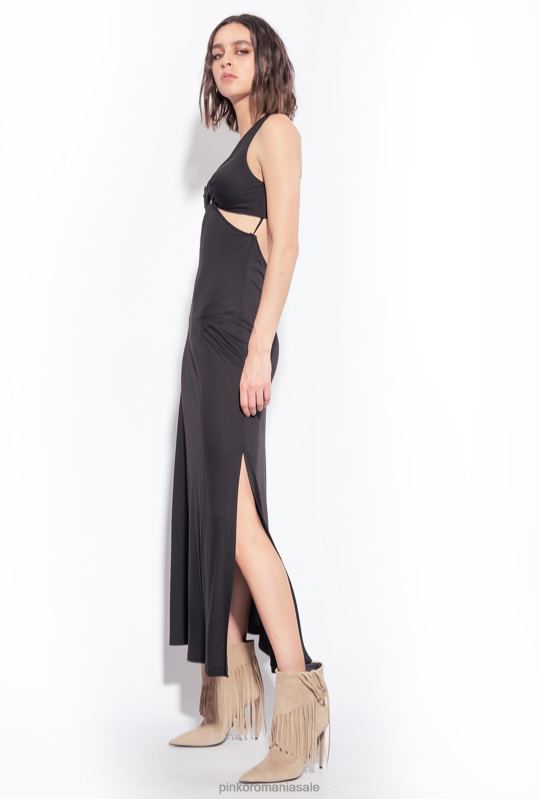 rochii lungi | rochie lunga cu detaliu decupat Pinko limuzina neagră B0D085
