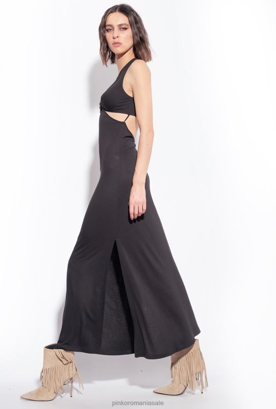 rochii lungi | rochie lunga cu detaliu decupat Pinko limuzina neagră B0D085