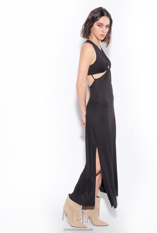 rochii lungi | rochie lunga cu detaliu decupat Pinko limuzina neagră B0D085