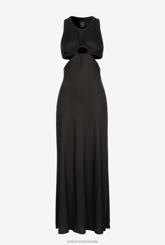 rochii lungi | rochie lunga cu detaliu decupat Pinko limuzina neagră B0D085