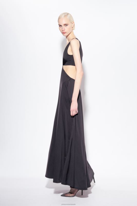 rochii lungi | rochie lunga cu detaliu metalic Pinko limuzina neagră B0D0835