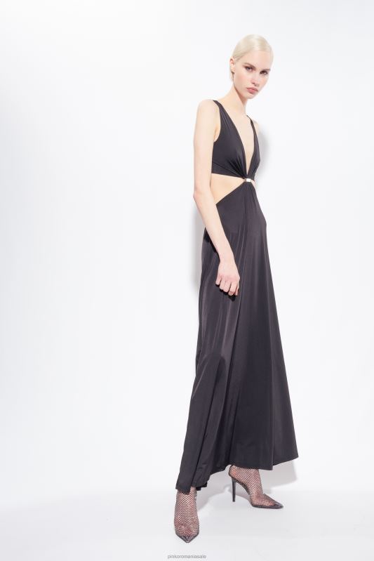 rochii lungi | rochie lunga cu detaliu metalic Pinko limuzina neagră B0D0835