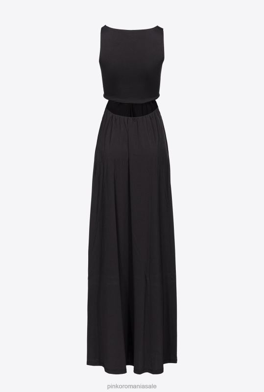 rochii lungi | rochie lunga cu detaliu metalic Pinko limuzina neagră B0D0835