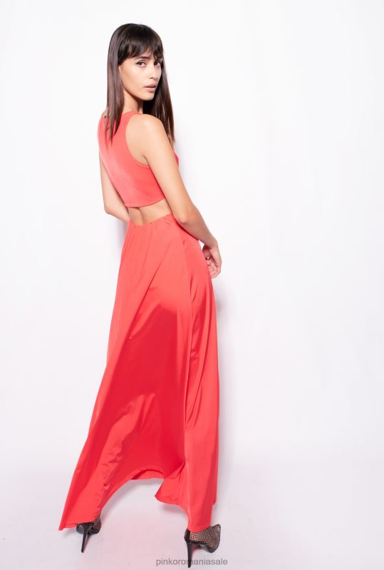 rochii lungi | rochie lunga cu detaliu metalic Pinko roșu mac B0D0834