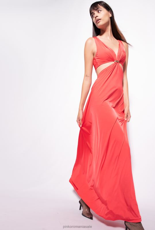 rochii lungi | rochie lunga cu detaliu metalic Pinko roșu mac B0D0834
