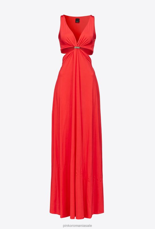 rochii lungi | rochie lunga cu detaliu metalic Pinko roșu mac B0D0834