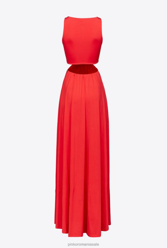 rochii lungi | rochie lunga cu detaliu metalic Pinko roșu mac B0D0834