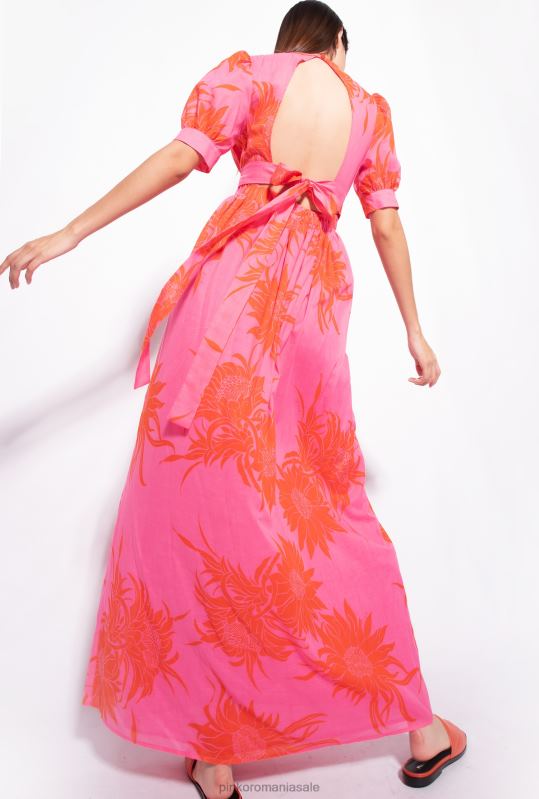 rochii lungi | rochie lunga cu flori mari imprimate Pinko roz/rosu B0D0863
