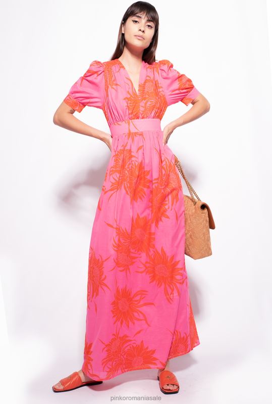 rochii lungi | rochie lunga cu flori mari imprimate Pinko roz/rosu B0D0863