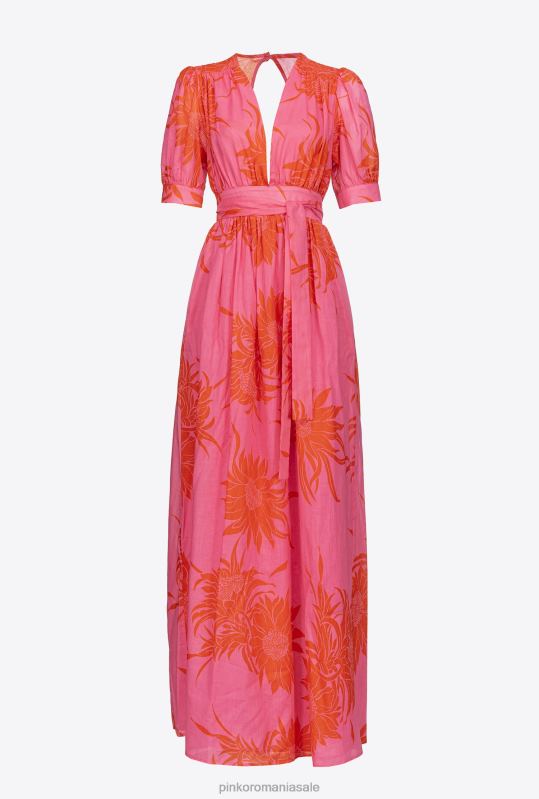 rochii lungi | rochie lunga cu flori mari imprimate Pinko roz/rosu B0D0863