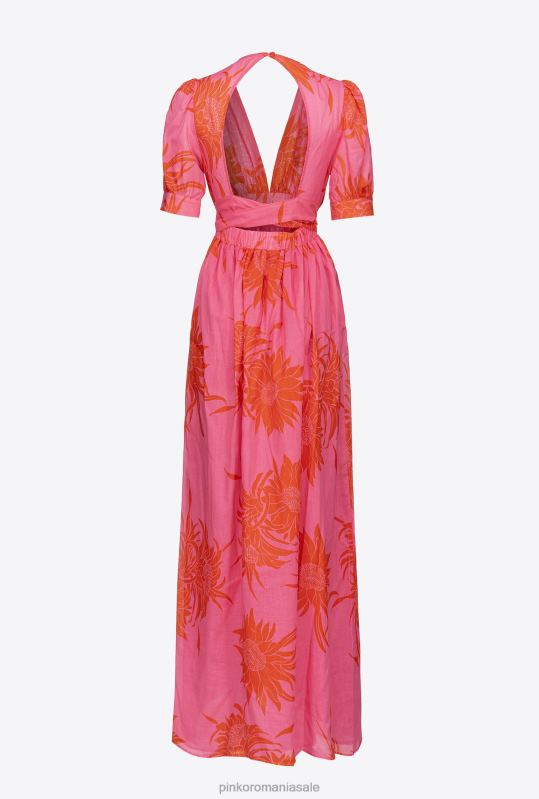 rochii lungi | rochie lunga cu flori mari imprimate Pinko roz/rosu B0D0863