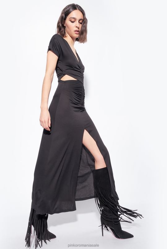 rochii lungi | rochie lunga cu laturile deschise Pinko limuzina neagră B0D089