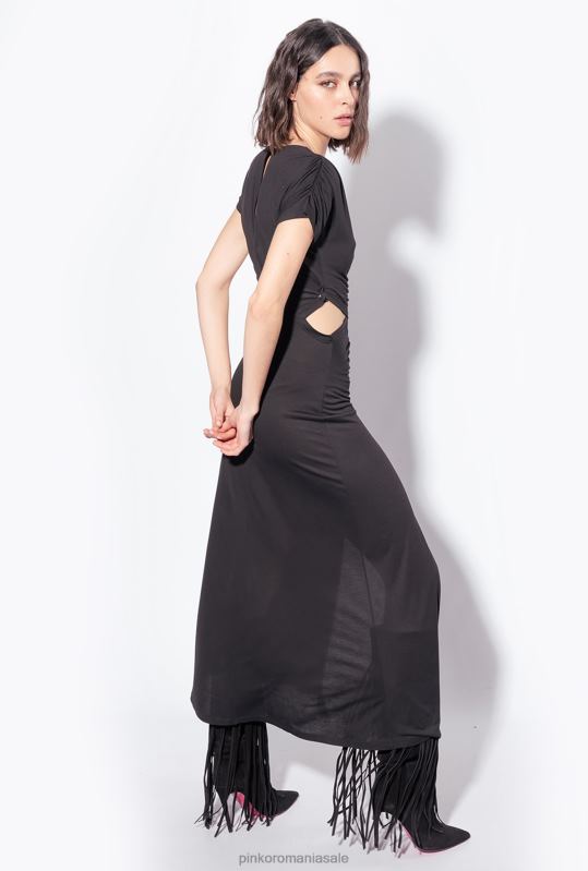 rochii lungi | rochie lunga cu laturile deschise Pinko limuzina neagră B0D089
