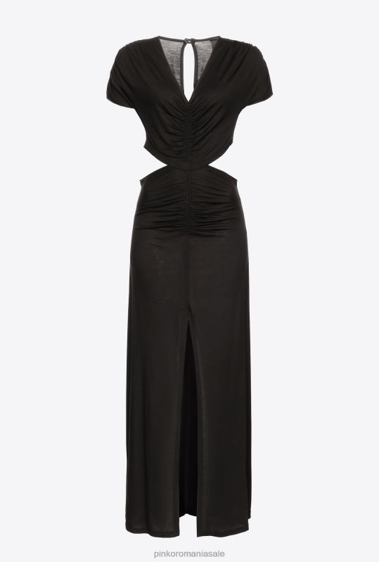 rochii lungi | rochie lunga cu laturile deschise Pinko limuzina neagră B0D089
