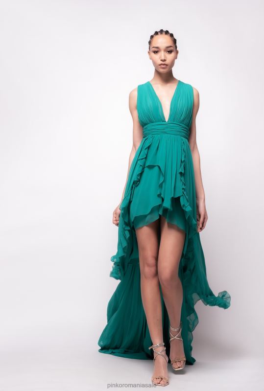 rochii lungi | rochie lunga cu volane Pinko caramel de cauciuc B0D08220