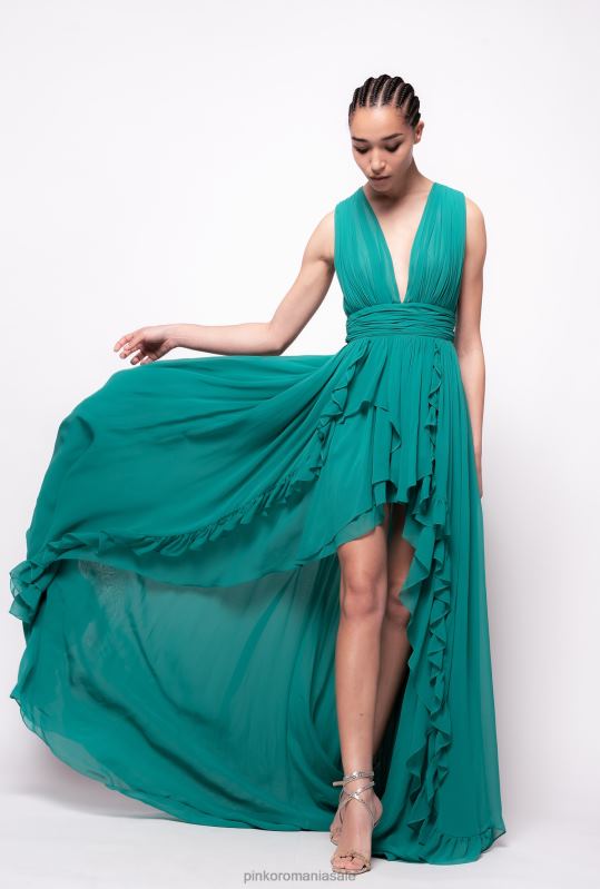 rochii lungi | rochie lunga cu volane Pinko caramel de cauciuc B0D08220