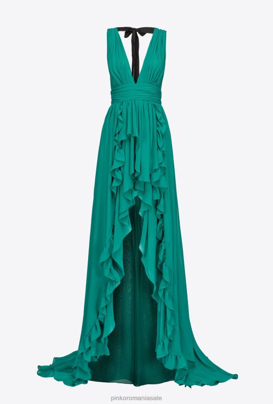 rochii lungi | rochie lunga cu volane Pinko caramel de cauciuc B0D08220