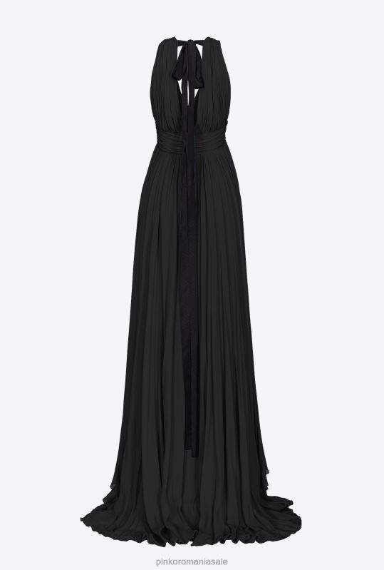 rochii lungi | rochie lunga cu volane Pinko limuzina neagră B0D08186