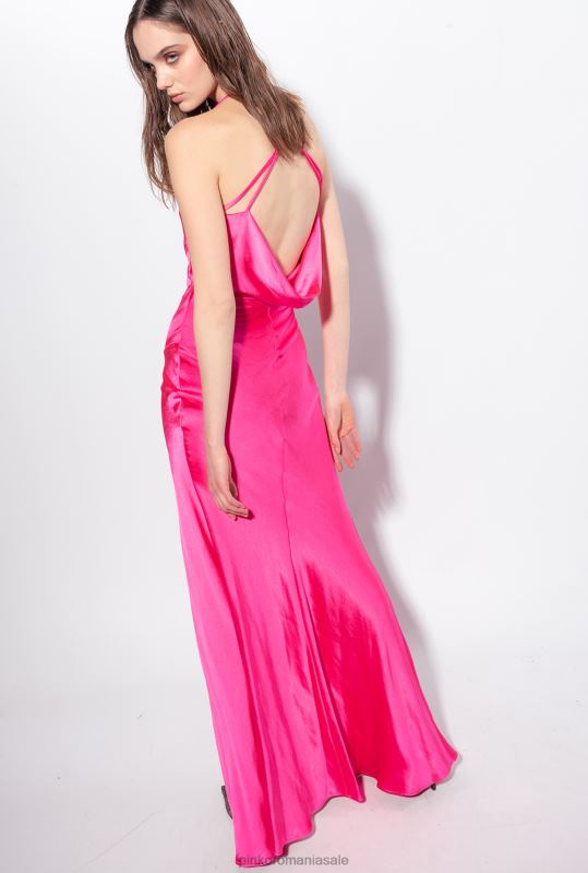 rochii lungi | rochie lunga din satin cu detaliu inel Pinko violet fucsia B0D0847