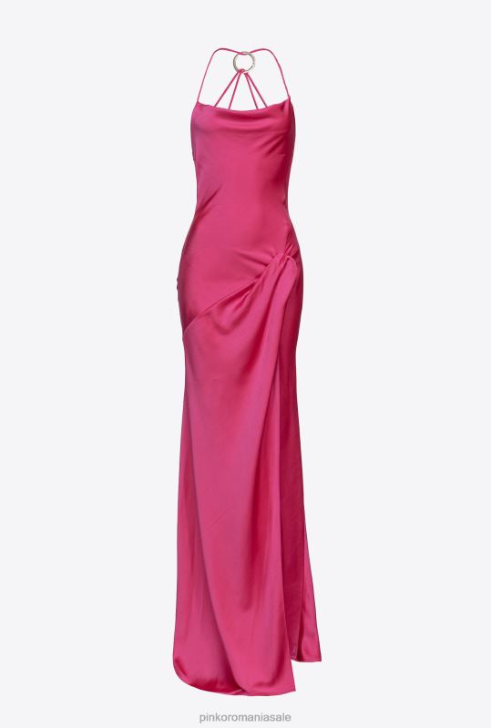 rochii lungi | rochie lunga din satin cu detaliu inel Pinko violet fucsia B0D0847